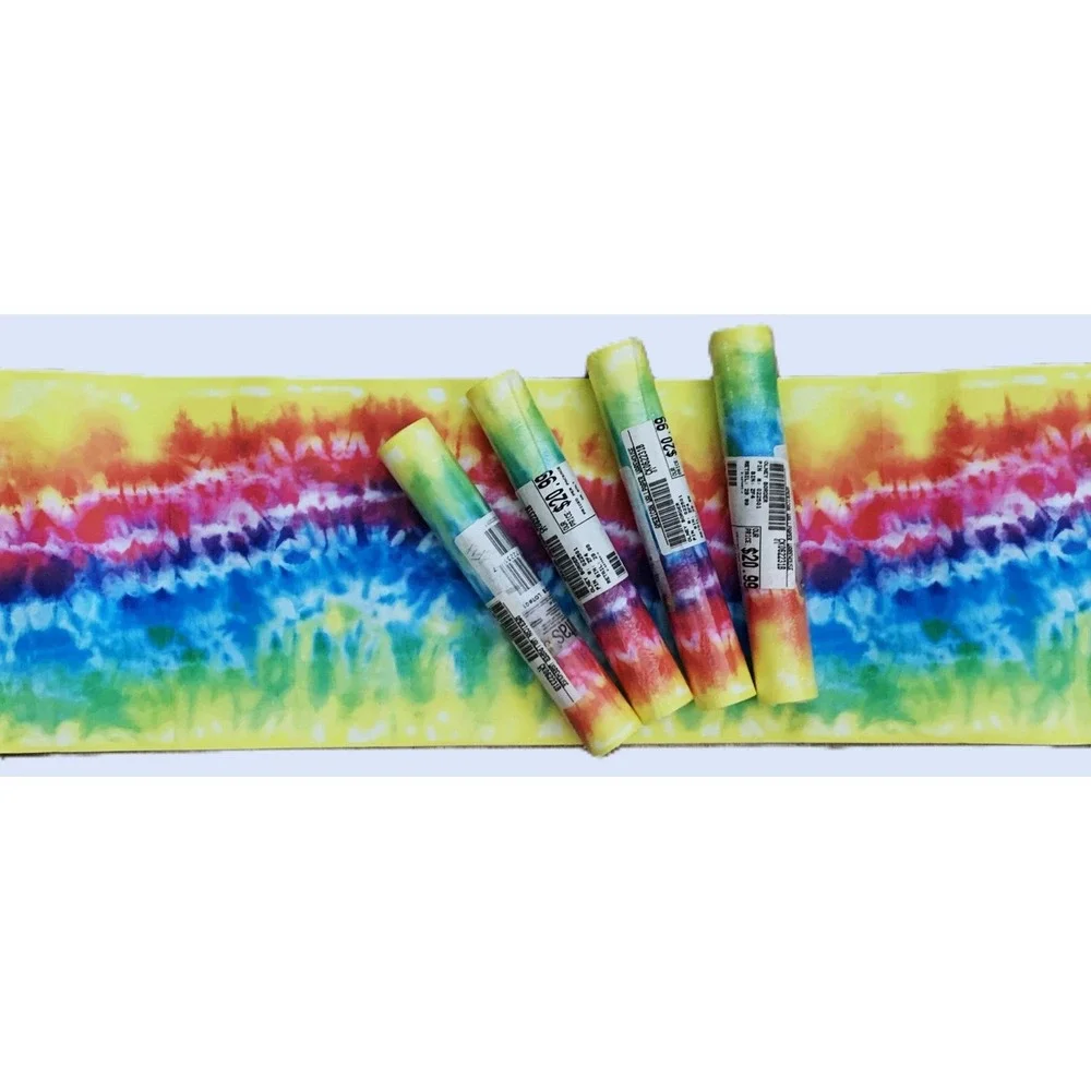 Retro Tie-Dye Rainbow Wave Vinyl Wallpaper Border - 4+ Rolls Vintage NOS